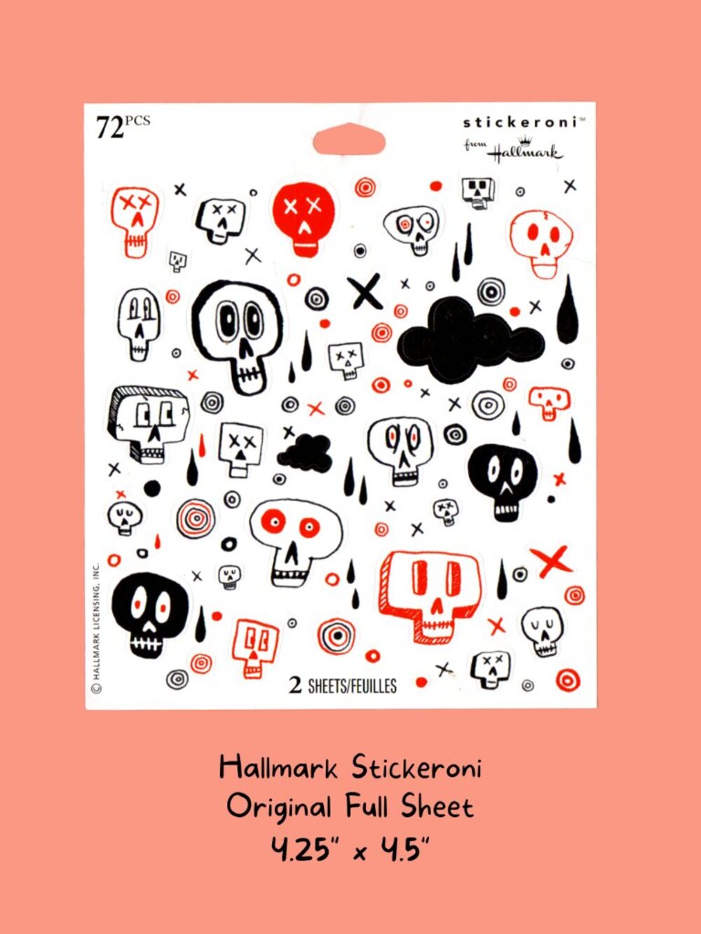 Hallmark Stickeroni Halloween Skull Doodle Sticker Sheet